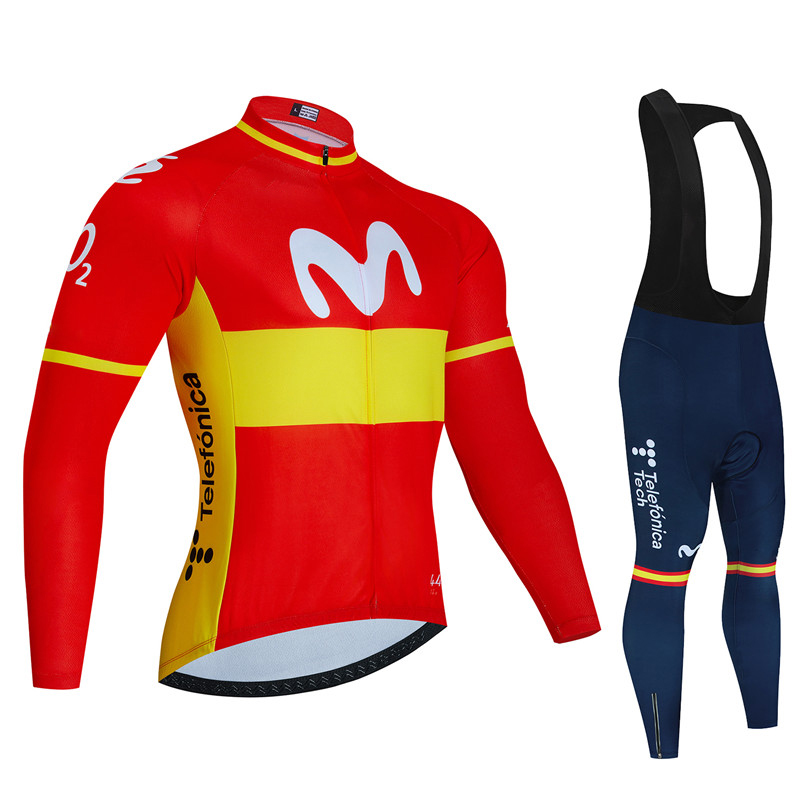 Cycling Gear Logo - Испания Movistar осенний комплект велосипедного трикотажа