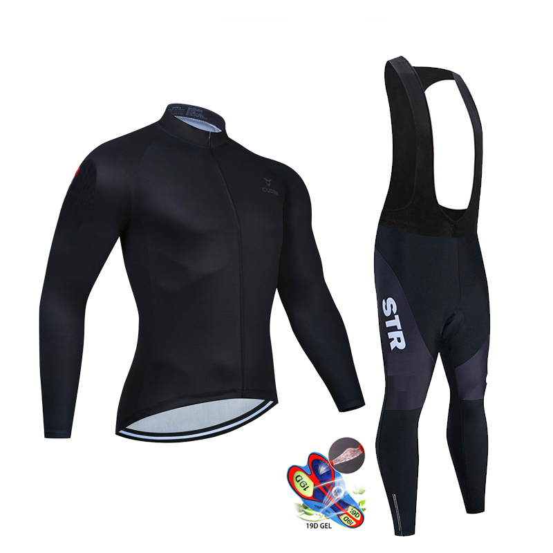 Cycling Gear Logo - Осенний черный комплект велосипедного трикотажа с